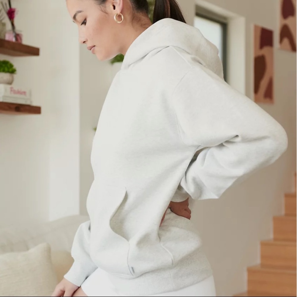 Aritzia Tna Cozy Fleece Perfect Hoodie Oatmeal Sz S
